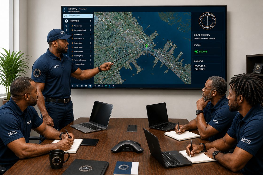 Operations briefing — route planning for escort and delivery