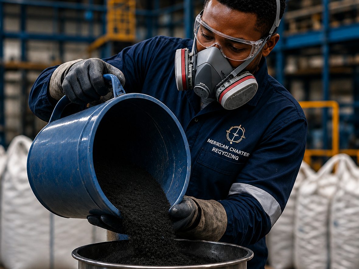 Milled PGM-bearing powder decanted for blending